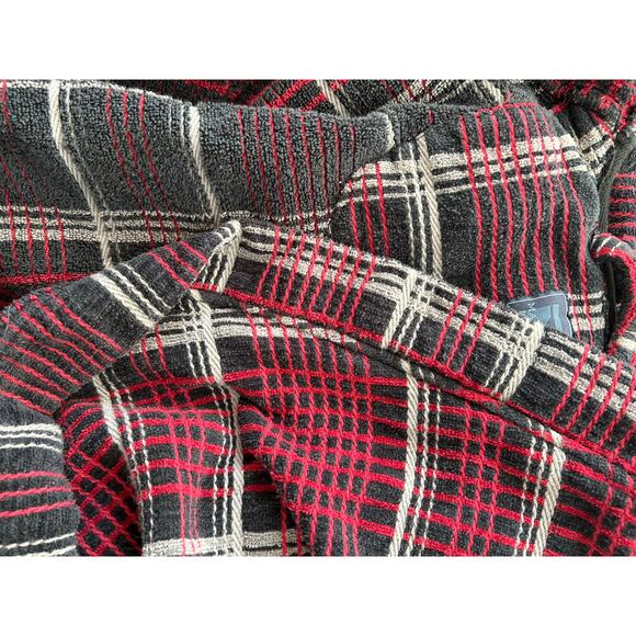 Men's Plush Terry Cloth Robe Majestic International One Size Red Plaid Luxurious - Picture 7 of 8